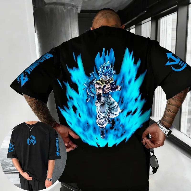 

Dragon Ball Versatil T-shirt Men's Autumn/Winter New Anime Printed Casual Japanese Harajuku Loose Plus Size Top