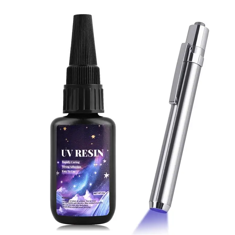 25/50g UV Resin Glue Fast Curing For DIY Jewelry Making Crystal Epoxy Resin And UV Lamp High Transparency High Hardness