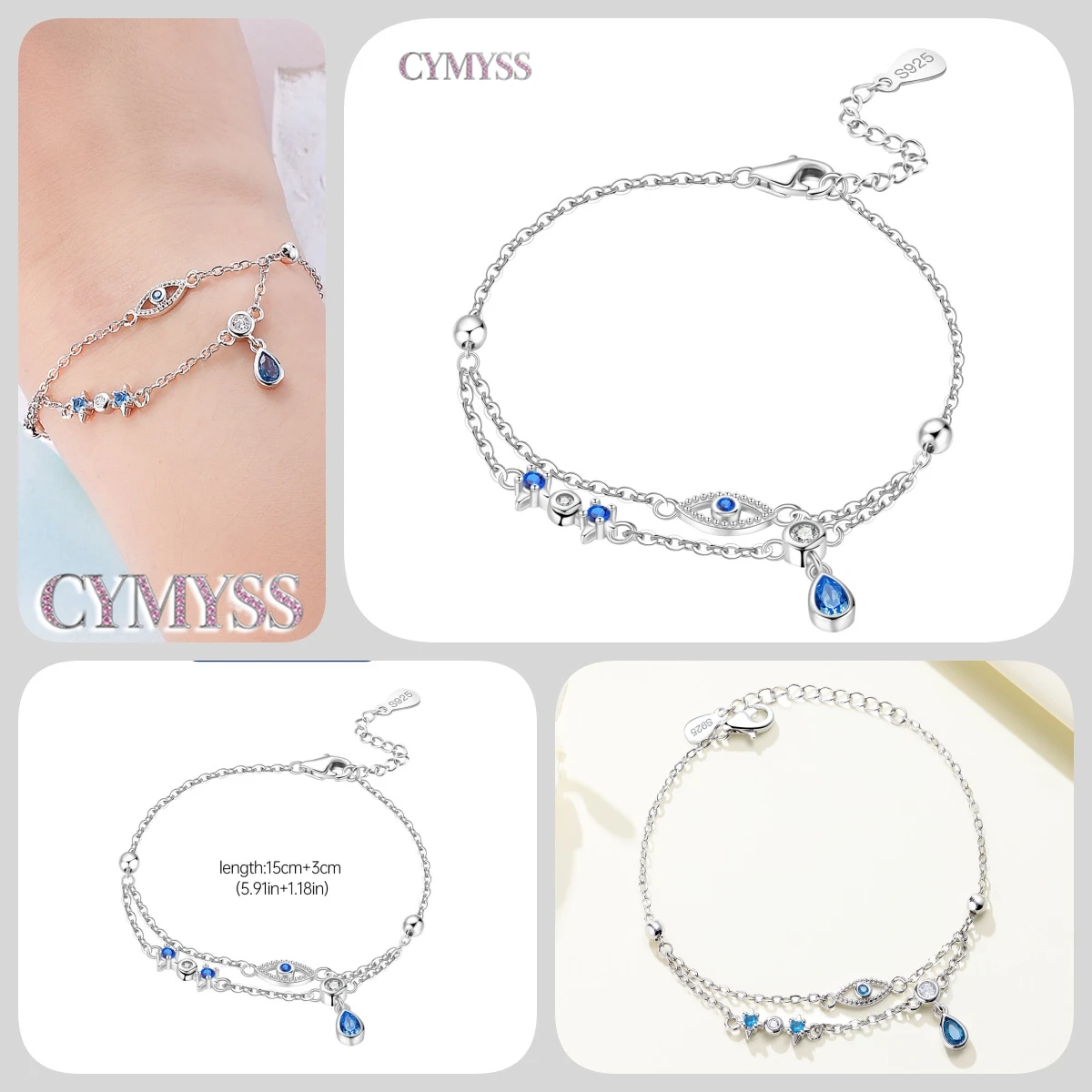 Zierliches Tennisarmband aus 925er Sterlingsilber mit Schmetterlingsanhänger und eingelegtem Zirkonia, edler Schmuck für Frauen, Hochzeits- und Geburtstagsgeschenk – Detail 24