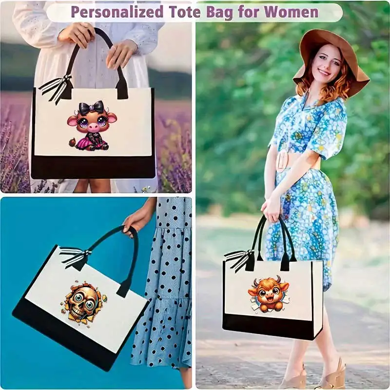 Animal Wall Breaking Cotton Handbag Shopping Bag Retro Reusable Grocery Wedding Birthday Gift Bag Portable Women's Handbag