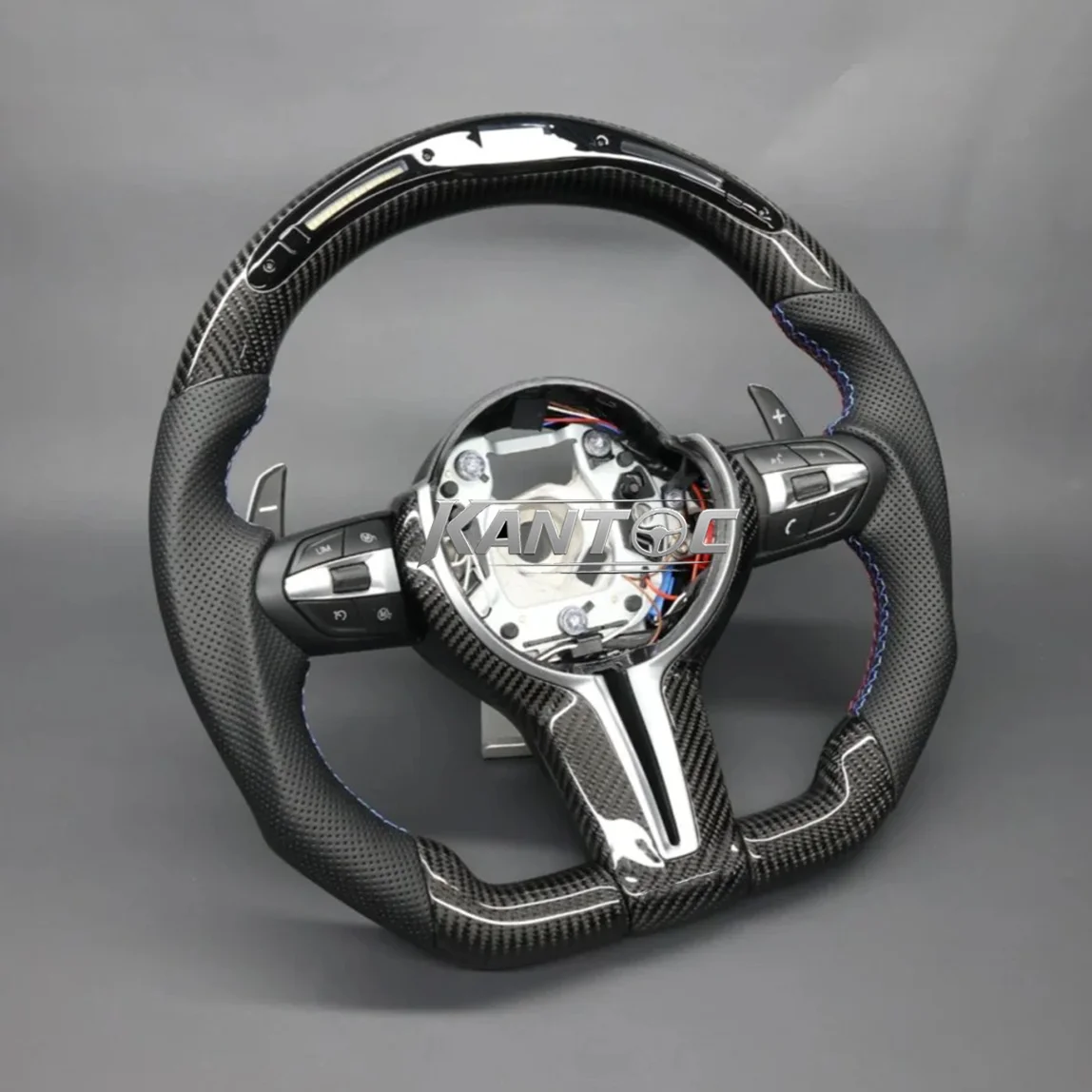 M Sport Modified LED Suede Carbon Fiber Full Set Steering Wheel for BMW X3 X4 X5 F10 F20 F30 F11 F44 F13 F15 F85 F23 Upgrade - view 4