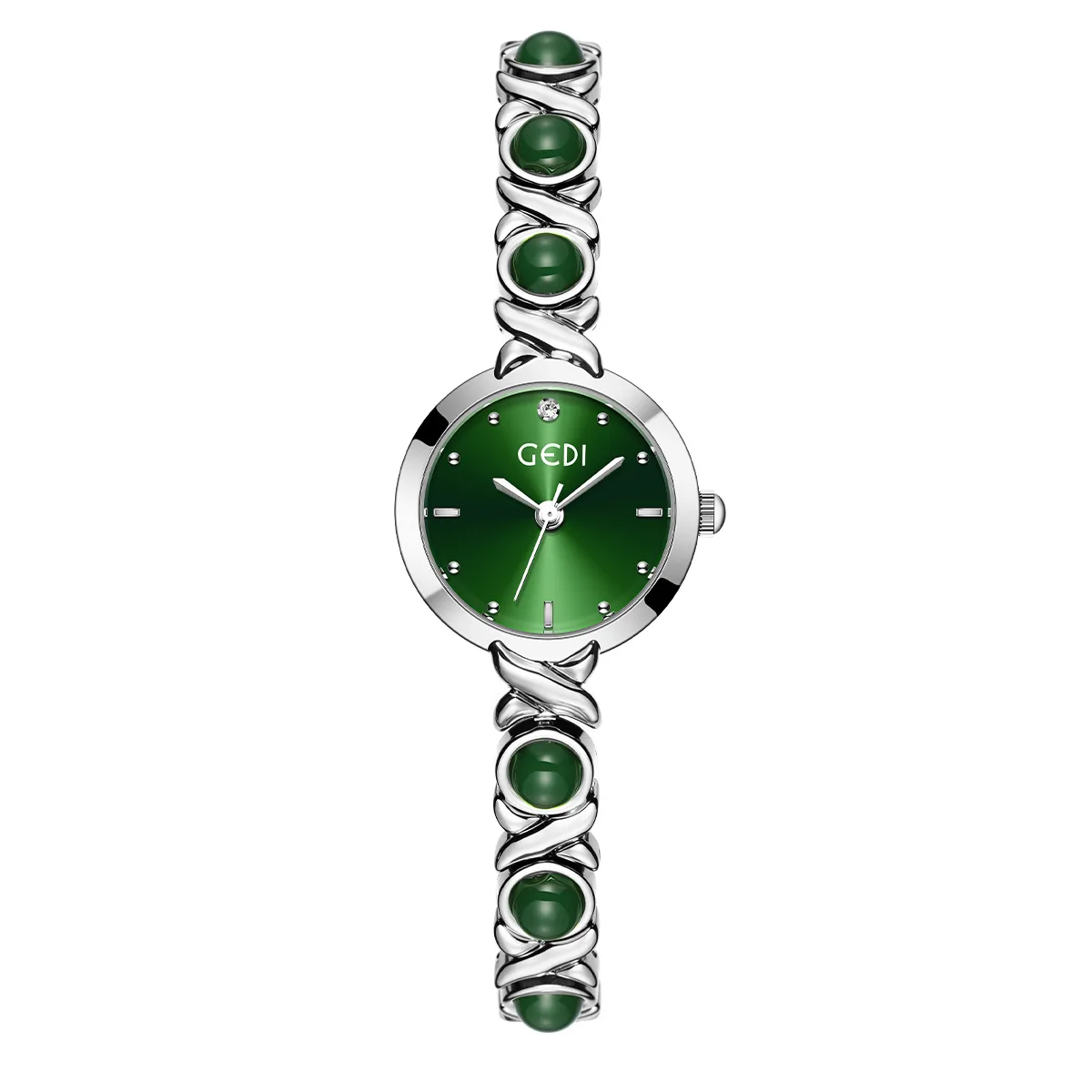 Top Luxury Brand Green Water Droplet Fine Bracelet Women's Watch Retro Gold Pointer Quartz Business Watch Reloj Mujer