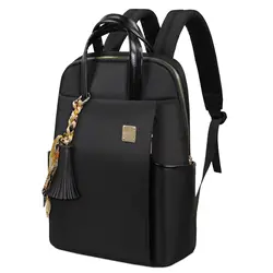 Backpack Purse for Women Travel Slim Mini Small Business Work Commuter College Fashion Black Notebook Computer Case Laptop Bag