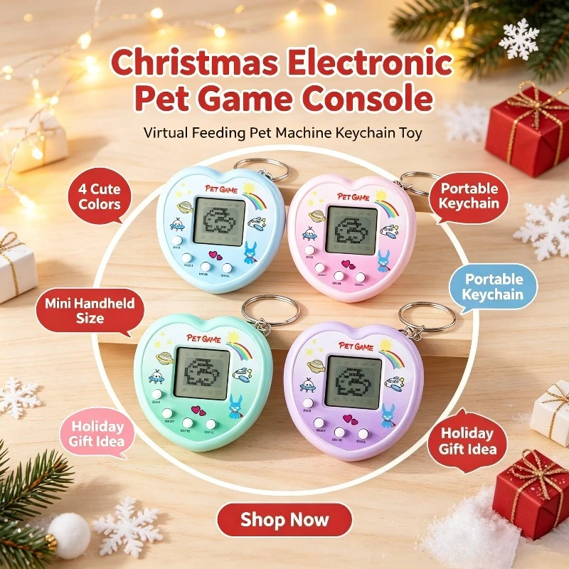 Handheld Toy Keychain Pendant New Electronic Pet Game Console Virtual Pet Feeding Machine