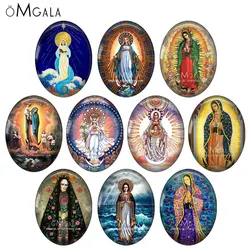 Art Paintings Virgin Mary Our Lady Patterns 13x18mm/18x25mm/30x40mm Oval photo glass cabochon demo flat back Making findings