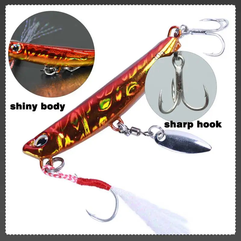 TAKEDO LS06 Meeresangeln, sinkender Metallköder, gegossener Jigging-Köder mit Haken und amerikanischem Drehlöffel, Wobbler für Hechtbarsch – Detail 3