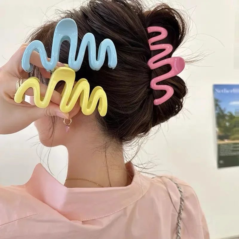 Wave Krab Klauw Clips Vrouwen Koreaanse Plastic Haai Haar Clips Geometrie Hoge Paardenstaart Barrette Haarspeld Meisje Haaraccessoires