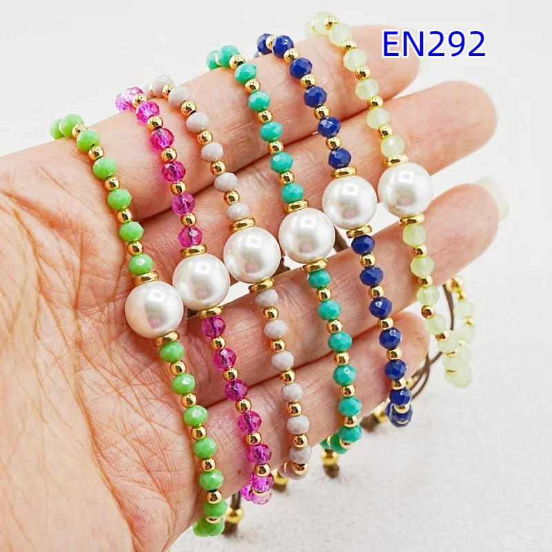 VKVVA Stackable Daily Wear Multicolor Beaded Pearl Bracelets,Adjustable Boho Braided String,Cute Feminine Gift Jewelry for Women