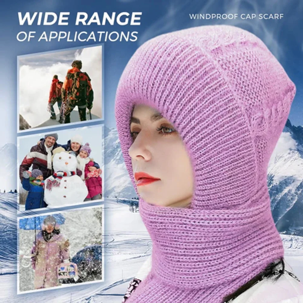 Winter Sports Skiing Helmets Women's Hat Scarf Warm Breathable Thickened Knitted cap for Women Double Layers Protection Caps