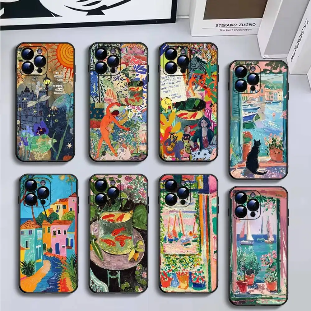 

Henri Matisse Art Painting Phone Case For iPhone17,16,15,14,13,12,11 Plus,Pro Max,Soft Black Cover