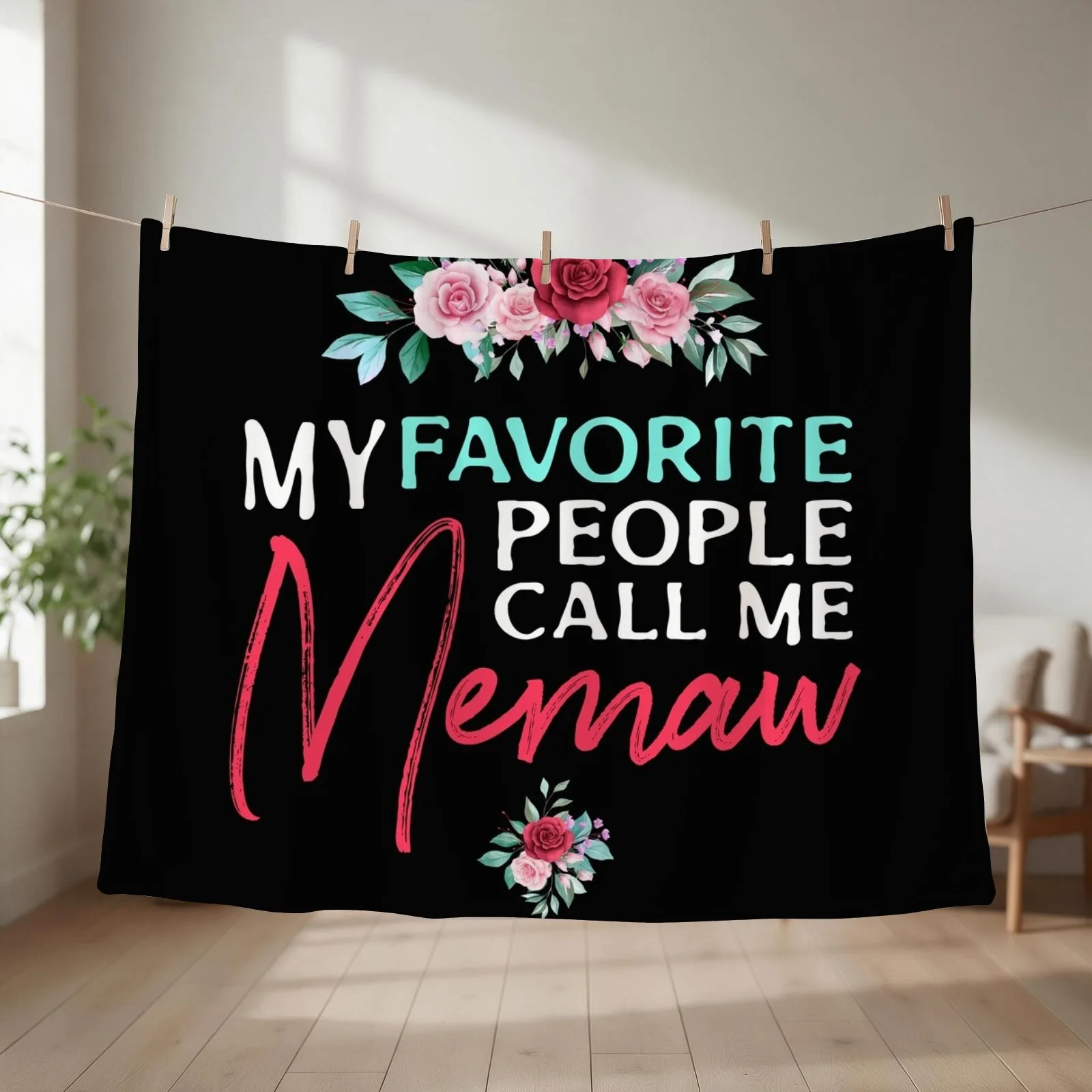 my favorite people call me memaw thanksgiving gift Throw Blanket couch cozy soft plush fuzzy picnic outdoor blanket