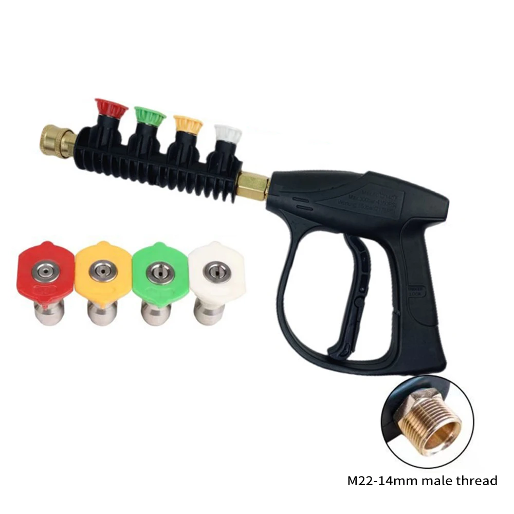 

Pressure Washer Gun, Handheld Power Washer Gun with 4-Color Nozzles, M22 14mm Fitting