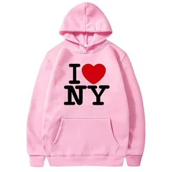 Fashion Ladies Loose Hoodies Streetwear I Love NY Pritned Hoodies Men Women Fashion Casual Hooded Pullover Sweatshirts