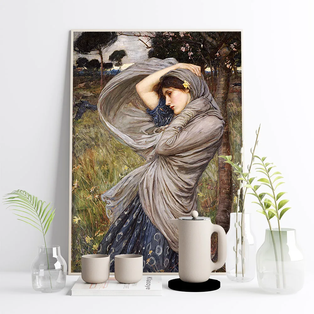 John William Waterhouse Poster Boreas Goddess Vintage Canvas Painting Mythology Wall Art Print Picture Decor