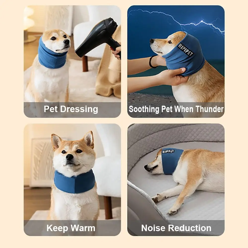 Paraorecchie calmanti per cani collare per fazzoletto da collo scaldacollo per animali domestici caldo collari per sciarpa per cuccioli elastici a prova di rumore per cani di taglia piccola e media