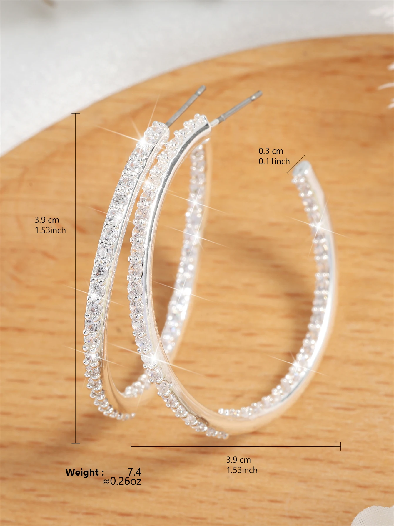 Luxury Shiny Sparkling Zircon CC Shaped Big Hoop Earrings for Women Fashion Circle Earrings Jewelry Gifts