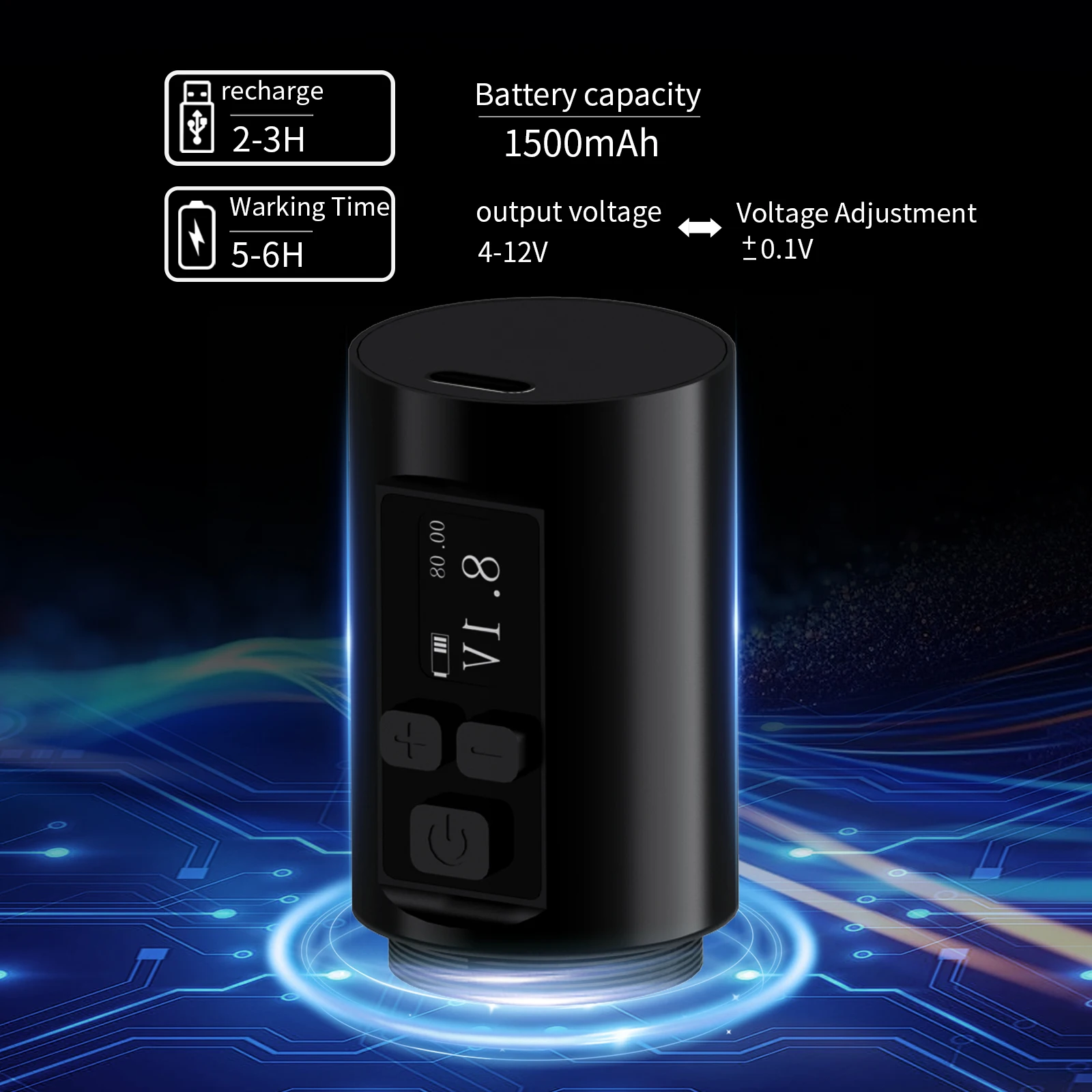 YILONG Kit Mesin Tato Profesional Lengkap Set Pena Mesin Rotary Nirkabel dengan Kit Pistol Tato Catu Daya 1500MAH