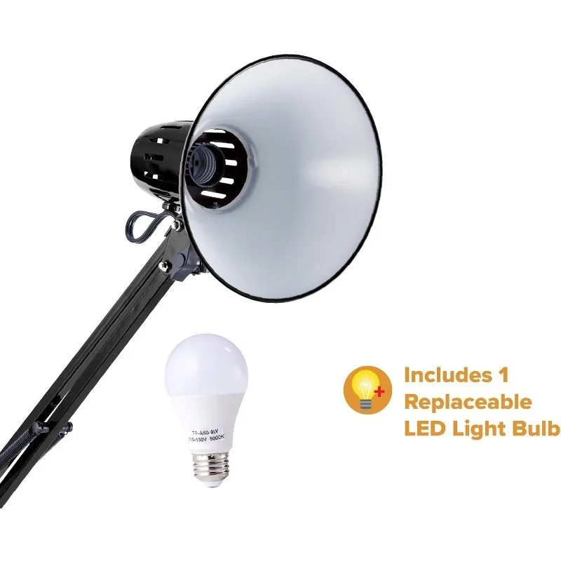 Bostitch Office VLF100D Swing Arm Desk Lamp, Metal, 36" Reach with Multi-Joint Adjustment, Includes Replaceable LED Bulb (VLF),