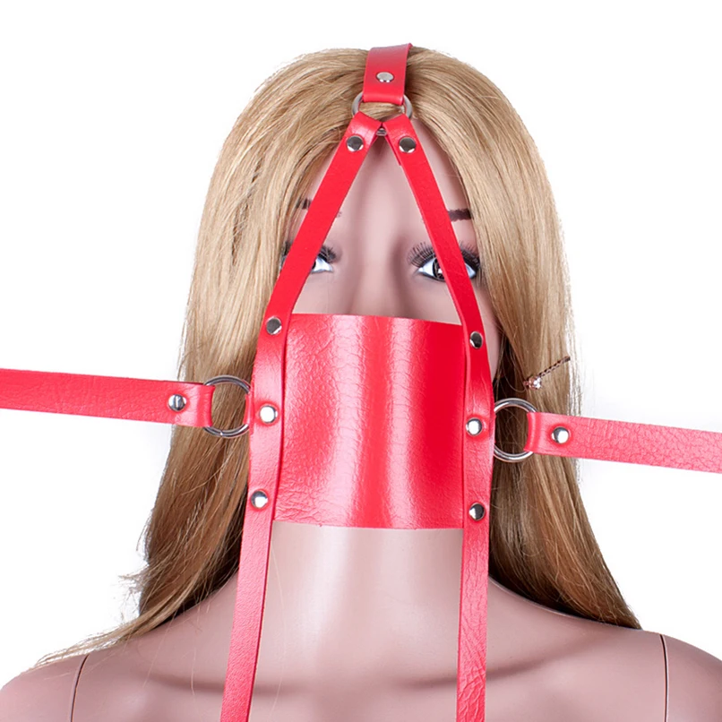 Leather Muzzle Mask Mouth Gag,Fetish Open Mouth Gag Ball,SM Sex Slave Bondage Harness Strap Head Face Mask,Couple Adult Bdsm Toy