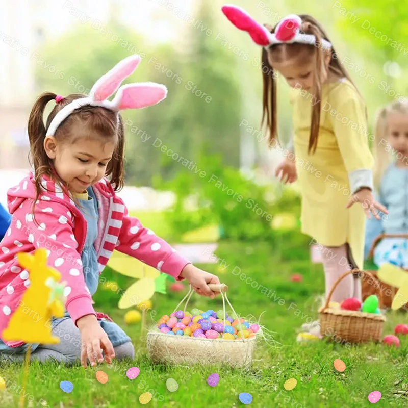 80/160 Pcs Colorful Easter Eggs Glitter Foam Bird Pigeon Happy Easter Party Home Decoration Kids Gift Basket Filler DIY Crafts
