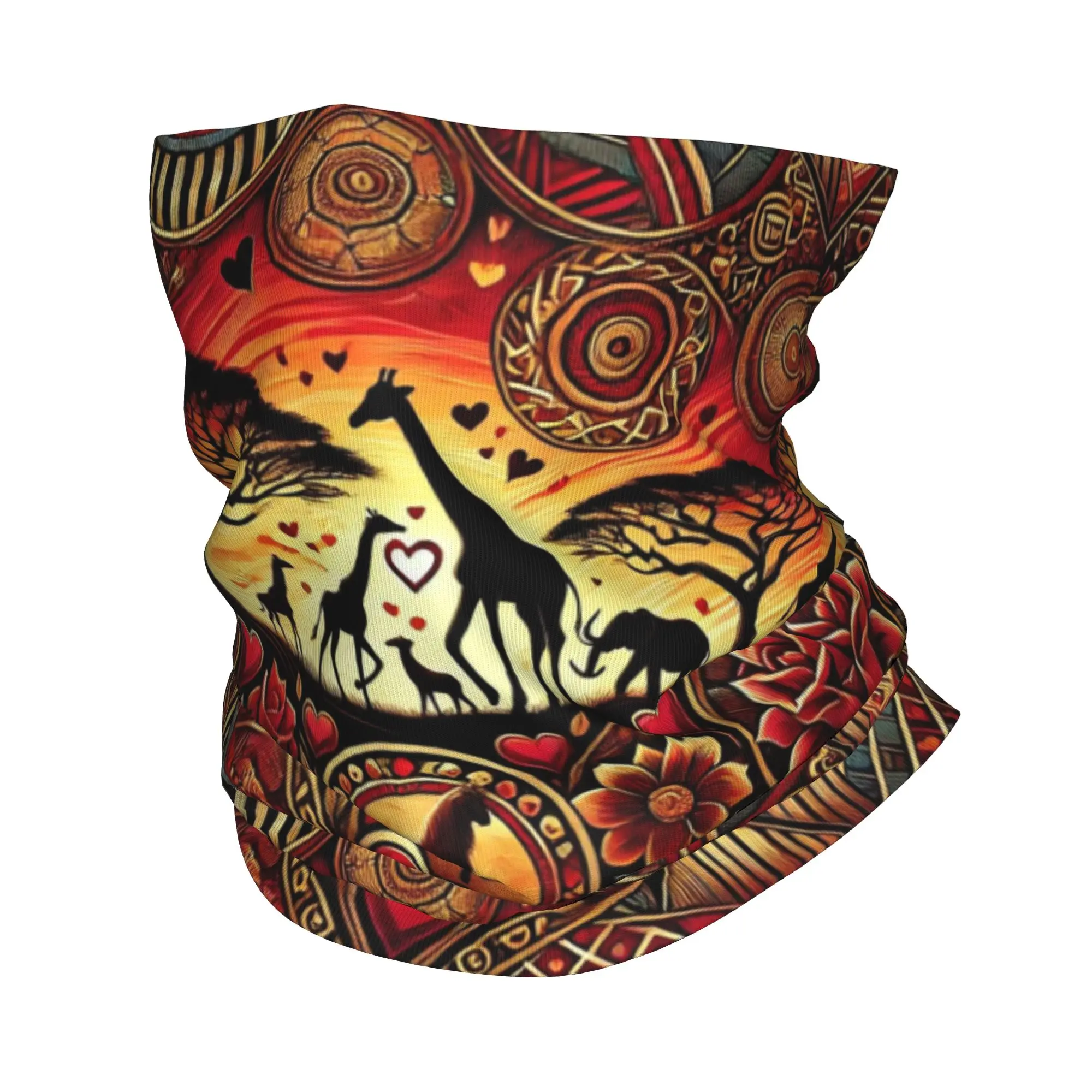 African Tribal Wildlife Serenity Bandana Neck Cover Printed Wrap Mask Scarf Multifunction Cycling Scarf Running For Men Women