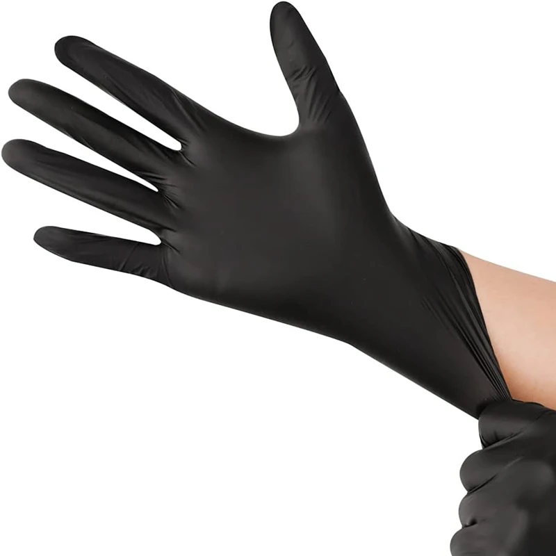 

20/50/100PCS Black Nitrile Gloves Disposable Latex Free Household Cleaning Gloves Texture Mechanic Tattoo Hair Dye Beauty Gloves