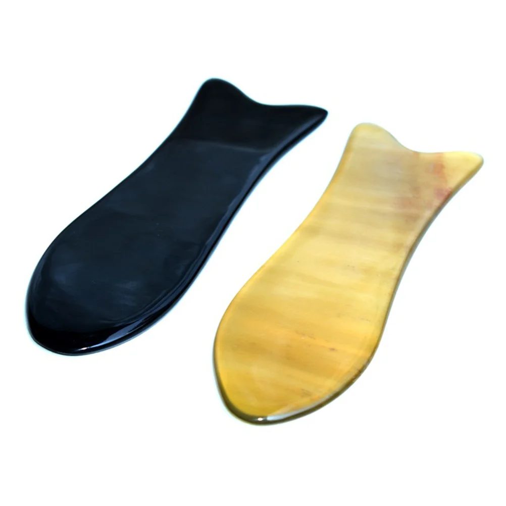 

2 Pcs Fish-shaped Tablets Ox Horn Scraper Massage Tool Facial Stick Massaging Neck Massager Portable Guasha Board Horns