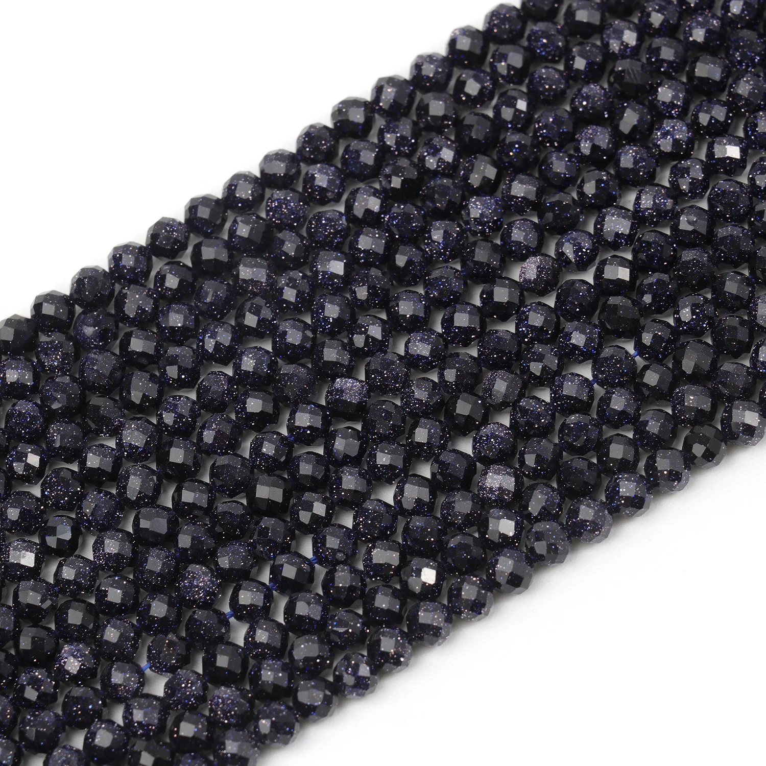 Großhandel Facettierte 2 3 4mm Naturstein Blaue Sandperlen Runde Kleine Lose Perlen für Schmuckherstellung DIY Armband Halskette – Detail 2