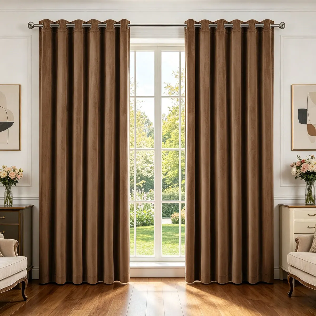coffee-brown-velvet-grommet-curtain-light-blocking-privacy-drape-for-minimalist-retro-living-room-bedroom-balcony-decor