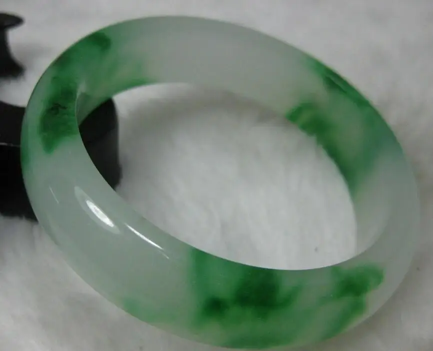 NATURE BEAUTIFUL GREEN WHITE JADE JADEITE BRACELET BANGLE 57mm-62mm