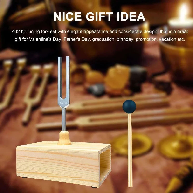 432Hz Tuning Fork Set Aluminum Alloy Tuning Fork with Resonance Box Sound Healing Therapeutic Diapason Percussion Instruments
