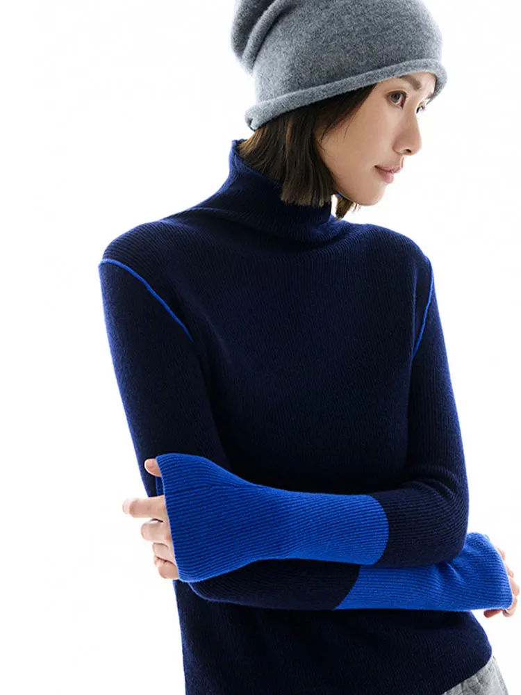 Ciepły Wygodny Miękki Wysoki Kołnierz Kolorowy Długi Sweter Dzianinowy Podkoszulek Koreański Luźny Krój Jesień Zima Nowość