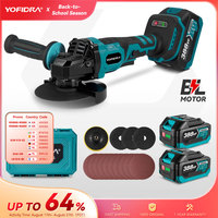 YOFIDRA 125mm Brushless Angle Grinder 3 Gear Grinding Machine Polishing Cutting Woodworking Tool For Makita 18V Battery Pin