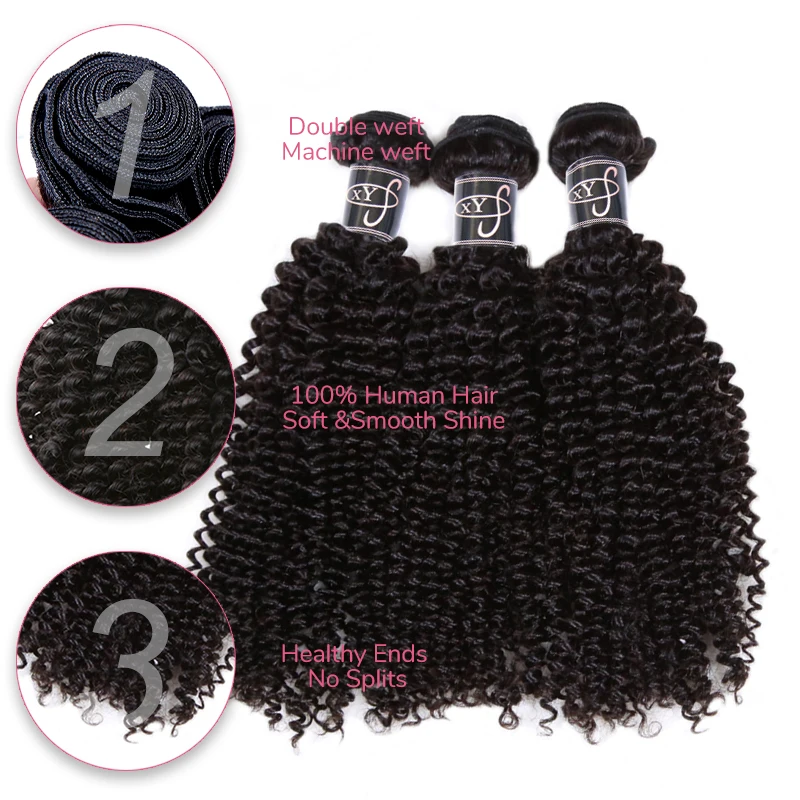 Pacotes profundos de cabelo humano encaracolado, extensões de cabelo, Tecelagem de cabelo encaracolado com cabelo macio End Bundles Deal, Brazilian Hair Weave Bundle