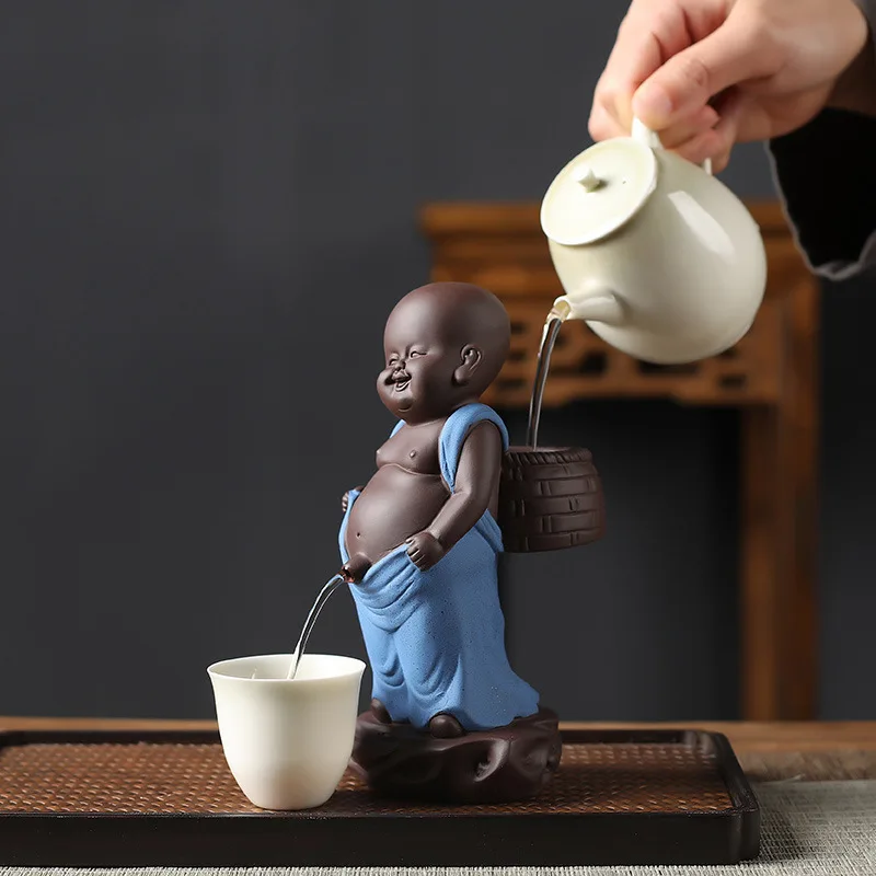 Purple Sand Tea Charm Urine Child Tea Tray Accessories Decoration Fine Can Raise Water Little Monk Tea Child Urine