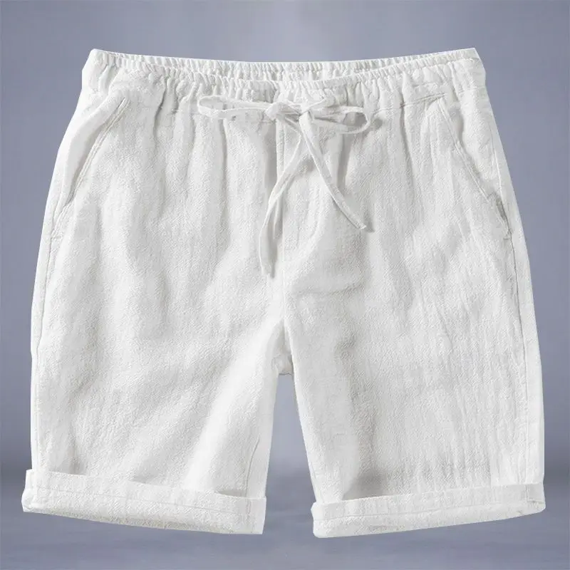 Men's Linen Shorts Beach Breathable Loose Straight Leg Casual Shorts Lace-up Drawstring Cooling Quick-drying