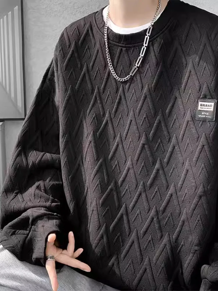 

Мужская толстовка оверсайз Pure Black с круглым вырезом, повседневная, удобная, свободного кроя, в американском стиле, осенняя, модная, брендовая