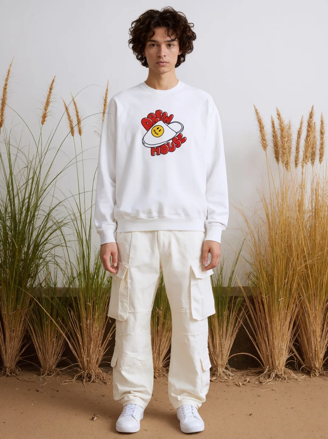 

Drew New American Neat Style House Autumn And Winter Simple pattern print Loose Fitting Men's and Women's Round Neck Coat