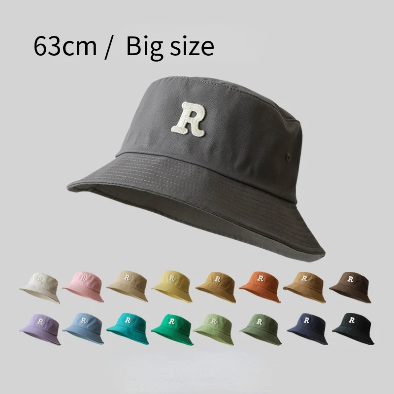 63cm Big Head Cotton Bucket Hats for Men Women large  Bob Four Seasons Fisherman Hat Letter  Outdoors  Sun Hat  XL XXL Wholesale