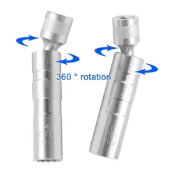 1pc 14/16mm Spark Plug Socket Wrench Adapter Set Universal Joint with Magnetic Flexible Socket Thin Drive Car Repair Tool