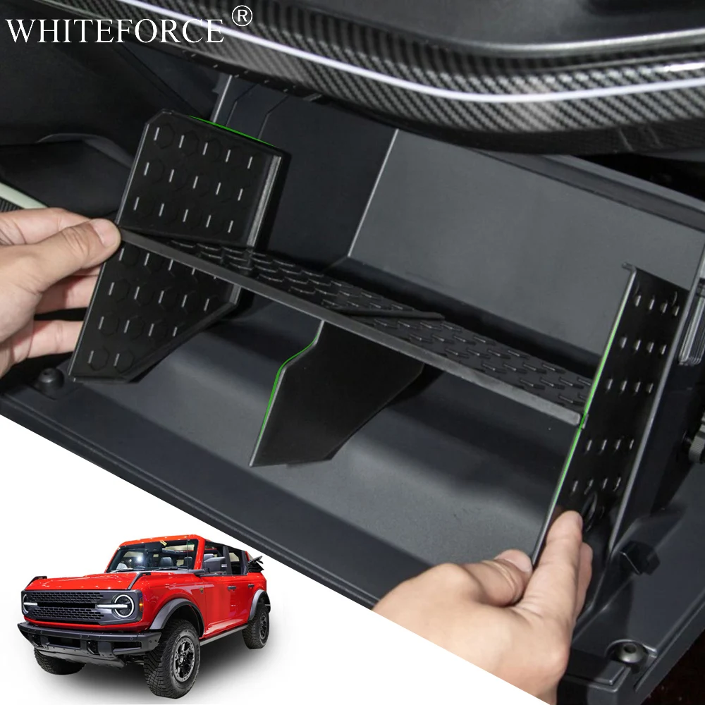 

Для Ford Bronco 2021-2024 органайзер для перчаток, разделители для хранения со стороны пассажира, лоток для хранения на центральной консоли, аксессуары для отсека