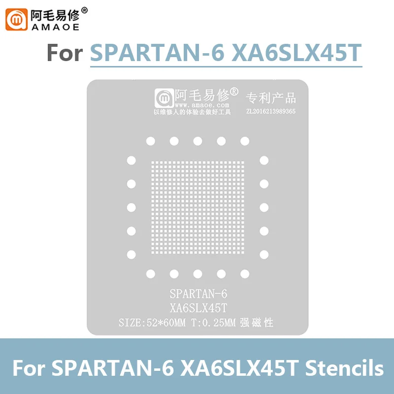 Amaoe 52-60Mm 0.25Mm Bga Reparatie Reballing Stalen Mesh Sjabloon Voor Spartan-6 Xa6slx 45T Tin Plant Platform Set