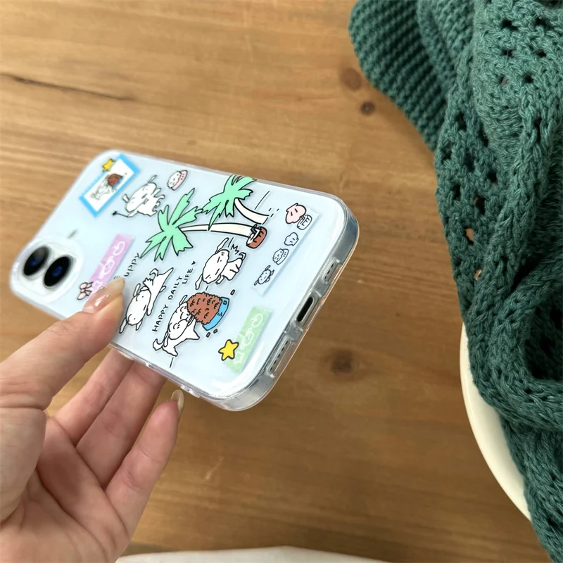 Kawaii الكرتون جرو قضية الهاتف آيفون 16 برو 15 14 13 برو ماكس غطاء مع سلسلة سحر سيليكون للصدمات لطيف حالات 16Pro