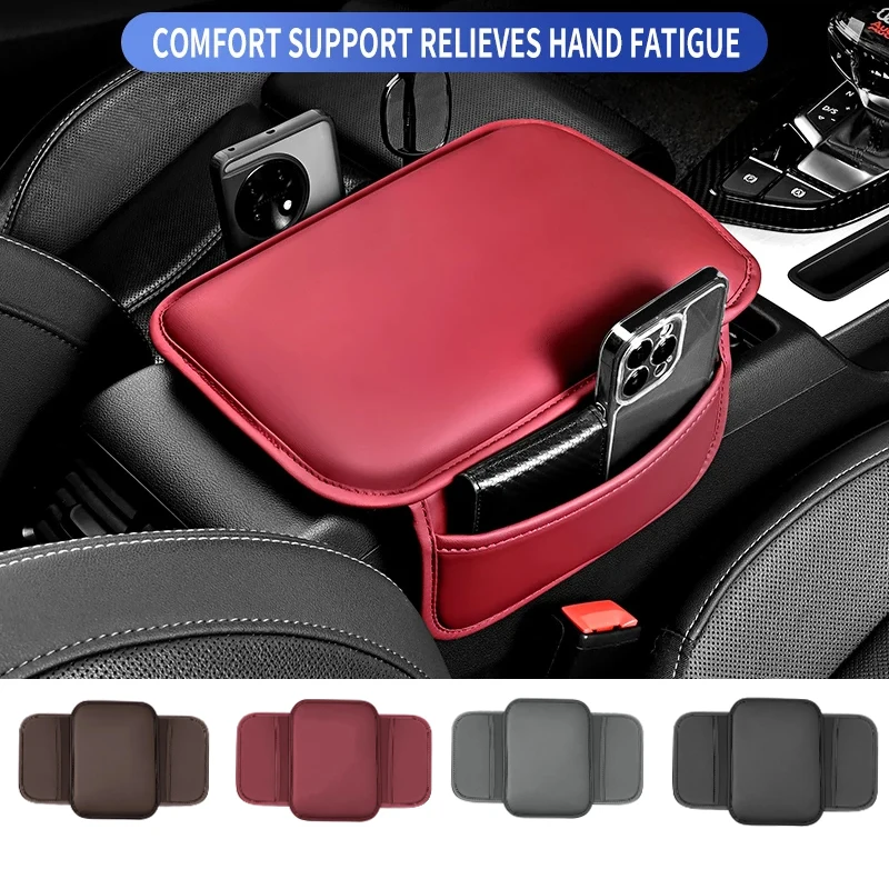 Car Center Console Armrest Box Protective Cover Upgraded Side Box Seat Cushion Armrest Pad with Side Storage Bag Car Accessories