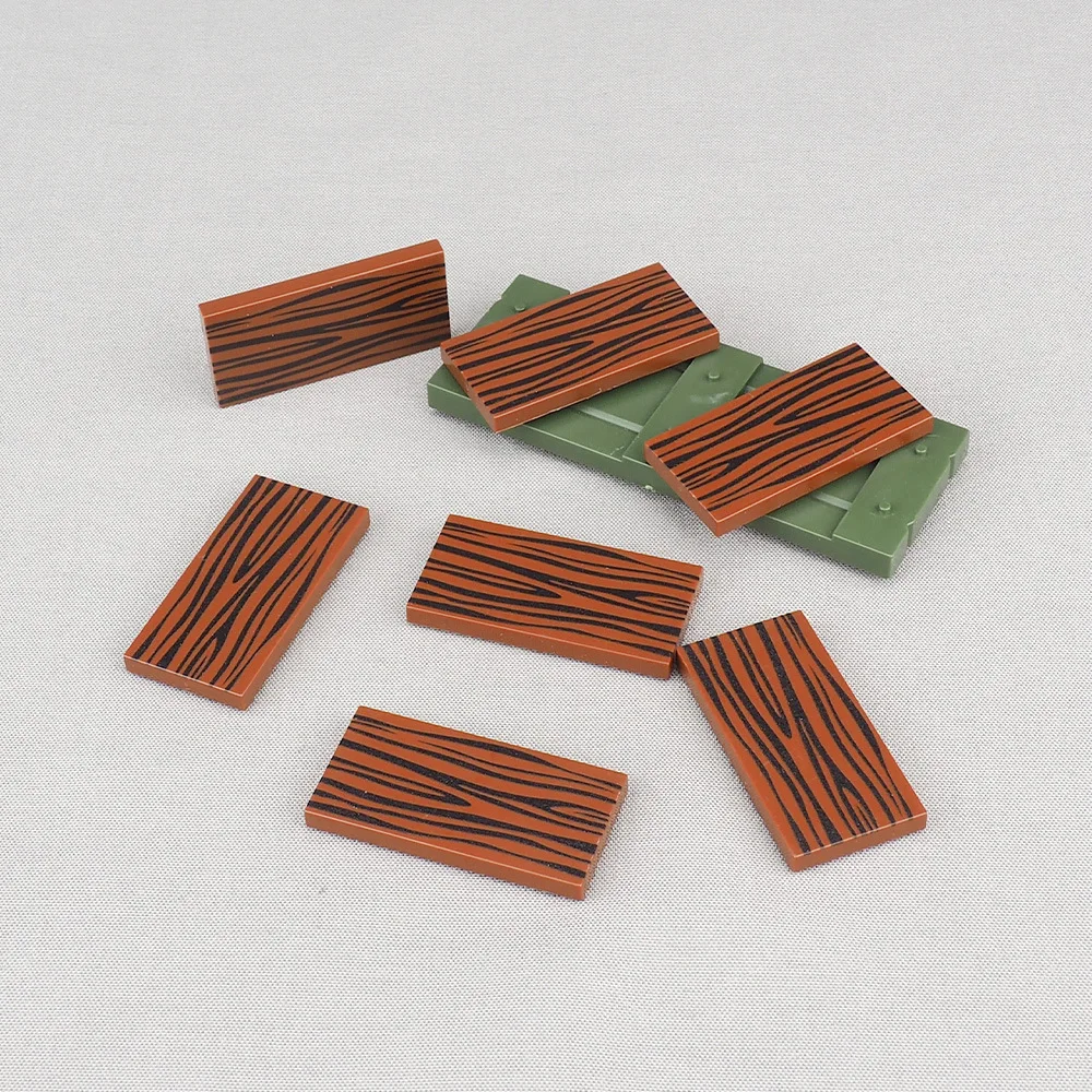 MOC 10PCS 87079 Printed Wood Pattern With Stripes Board Building Blocks 87079pb0255 Wooden House Hut Bricks Particle Toys Gifts