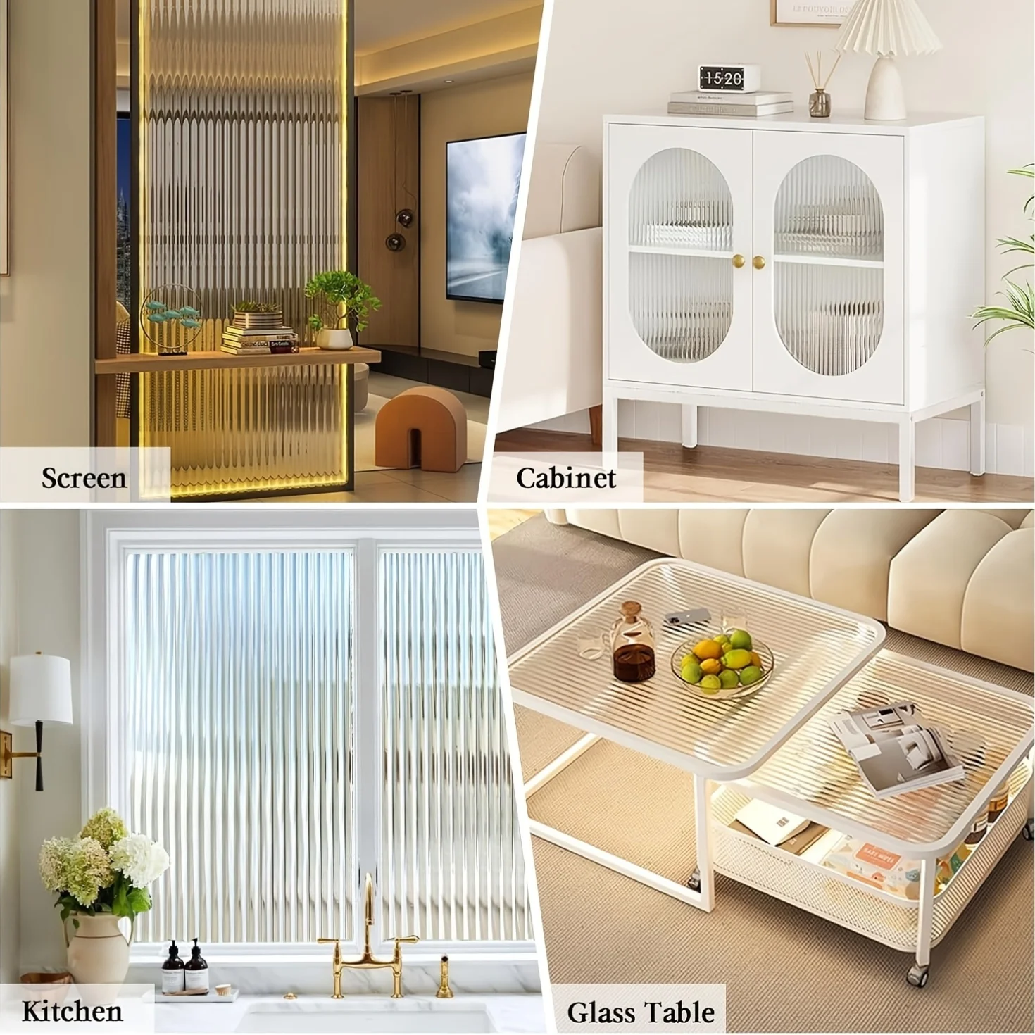 5mil Reddish Brown Vintage Privacy Window Film Static Cling Heat Control Frosted 3D Fluted No Glue for Bathroom Home Glass