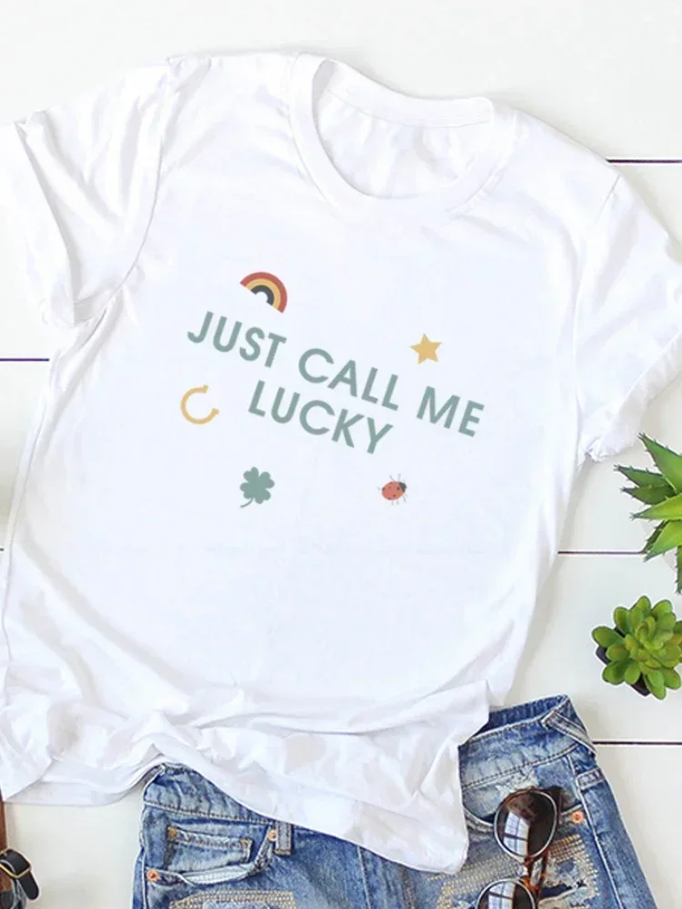 Just Call Me Lucky Stars Print Women T Shirt Short Sleeve O Neck Loose Women Tshirt Ladies Tee Shirt Tops Camisetas Mujer y2k