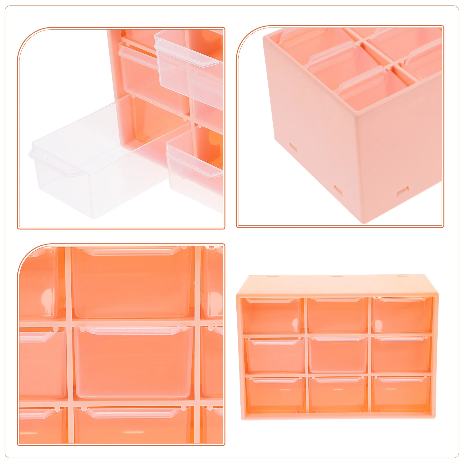 

2pcs White Small Storage Drawers 9 Drawer Unit Desk Organizer Office Stationery Plastic Desktop Accessories Storage