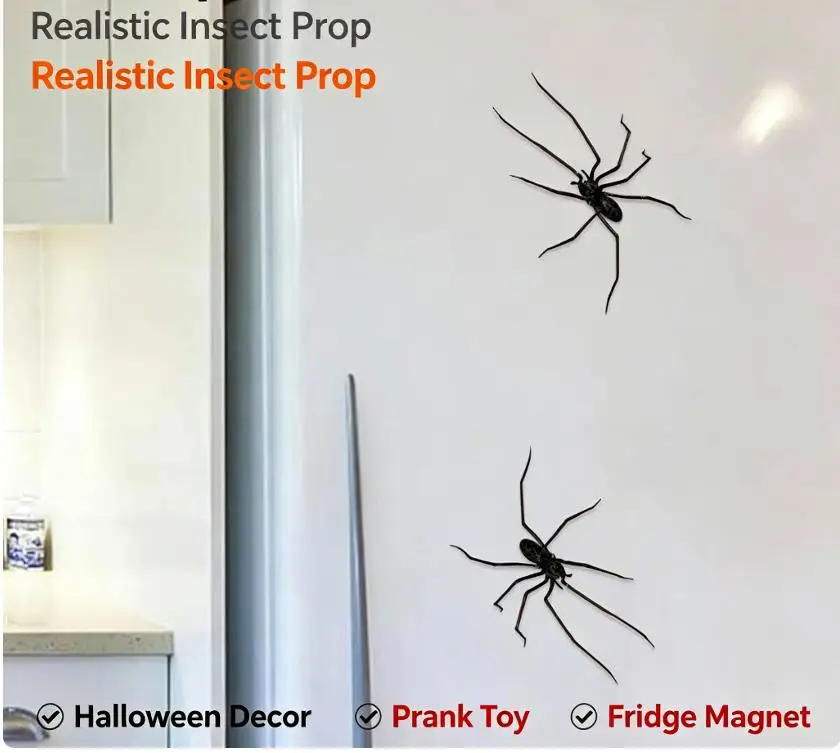 1Pcs Funny Prank Horror Magnetic Decor Big Spider Fridge Magnet For Kitchen Whiteboard And Locker Multi-Scene Decoration
