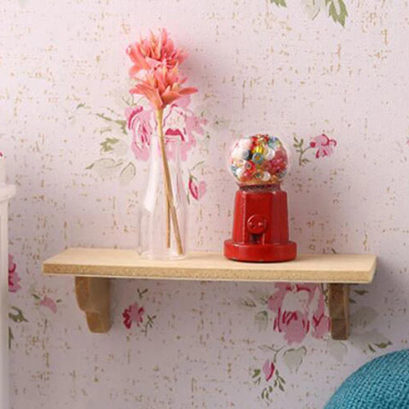 1pcs 1:12 Dollhouse Wood Wall Shelf Bathroom Storage Rack Hanging Shelf Model Home Furniture Decor Toy Doll House Accessories view 5